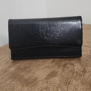 Franklin Covey Black Patent Leather Wallet with Tabs